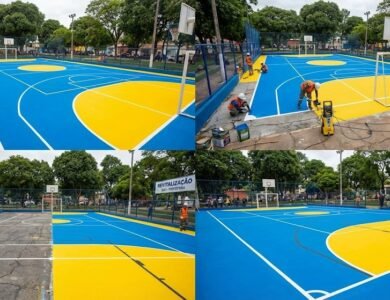Revitalização de Quadra de Esportes com Calculadora de Gastos e Dia-a-Dia da Obra