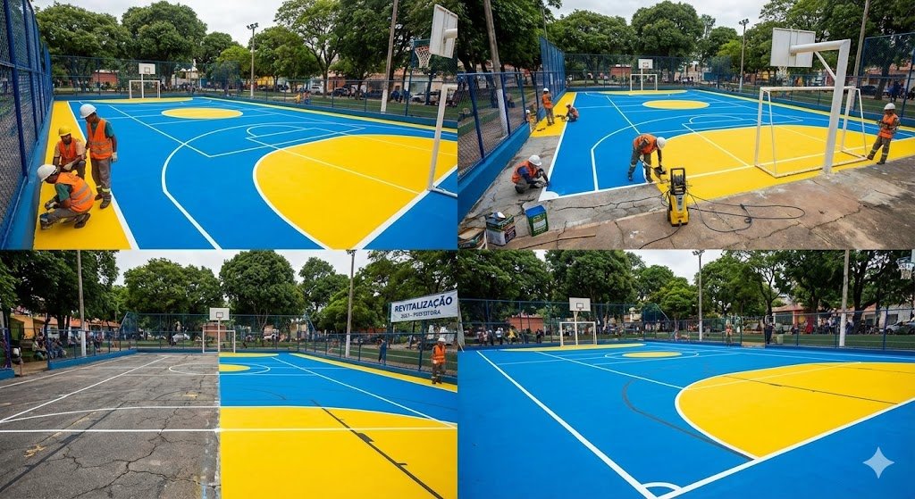 Revitalização de Quadra de Esportes com Calculadora de Gastos e Dia-a-Dia da Obra